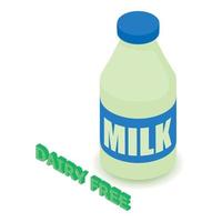 Dairy allergen free icon, isometric style vector