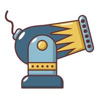 Battle cannon icon, cartoon style. vector