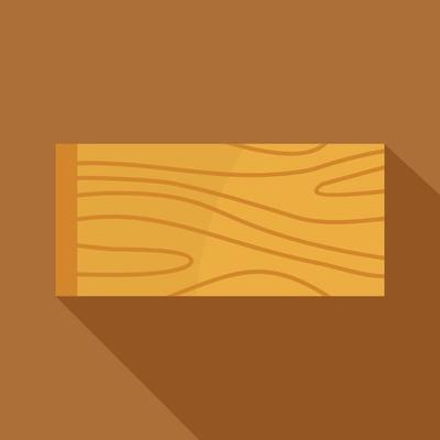 Wooden plank icon, flat style