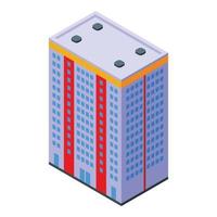 vector isométrico del icono del edificio de varios pisos del condominio. Manzana de la ciudad