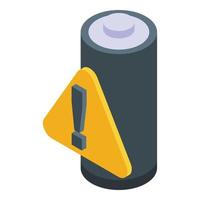 Battery attention icon isometric vector. Power charge vector