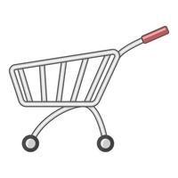 Market shopping cart icon, cartoon style vector