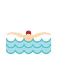 Man in red cap in swimming pool icon, flat style vector