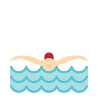 Man in red cap in swimming pool icon, flat style vector