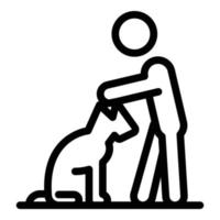 vector de contorno de icono de paseo de perro hombre. mascota