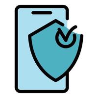 Protected phone icon color outline vector