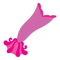 Pink mermaid tail icon, cartoon style vector