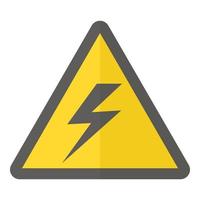 icono de advertencia de electricidad, estilo plano vector