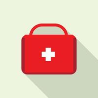 Red first aid kit icon, flat style vector