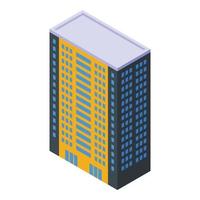 vector isométrico de icono de edificio de varios pisos bajo. Manzana de la ciudad