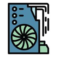 Video card icon color outline vector