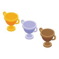 Satisfaction level cups icon isometric vector. Customer feedback vector