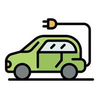 Electric car icon color outline vector