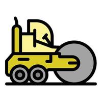 Machine road roller icon color outline vector