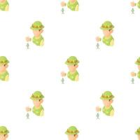 Fisherman with fish pattern seamless vector