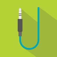 icono de cable de micrófono, estilo plano vector