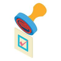 Voting concept icon isometric vector. Voting document with check mark hand stamp vector