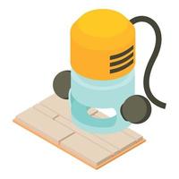 Industrial tool icon isometric vector. Wired plunge router and floor tiles icon vector