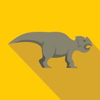 Grey ceratopsians dinosaur icon, flat style vector