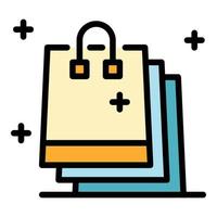 Shopping packs icon color outline vector