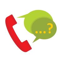 Phone with question mark speech bubble icon vector