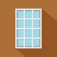 icono de ventana de rectángulo enrejado blanco, estilo plano vector