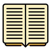 Open book report icon color outline vector