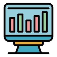 Monitoring finance graph icon color outline vector
