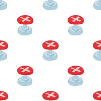 Red button with cross sign pattern seamless vector
