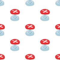 Red button with cross sign pattern seamless vector