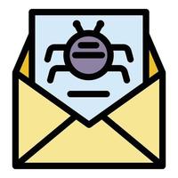 vector de esquema de color de icono de fraude de virus de correo electrónico