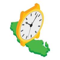 vector isométrico del icono de precisión suiza. reloj de oro suizo e icono del mapa del país