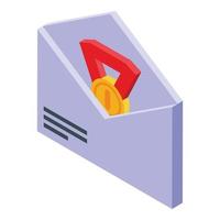 Mail benchmark medal icon isometric vector. Test quality vector