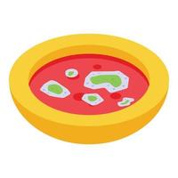 Red contaminated soup icon isometric vector. Food bacillus vector