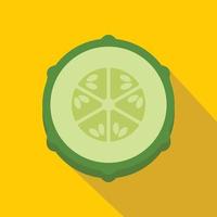 Slice of fresh cucumber icon, flat style vector