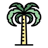 Garden palm tree icon color outline vector