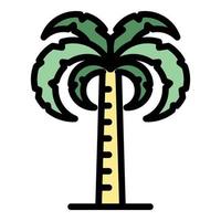 Garden palm tree icon color outline vector
