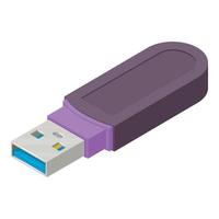 Digital flash drive icon, isometric style vector