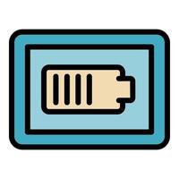 Battery charging icon color outline vector