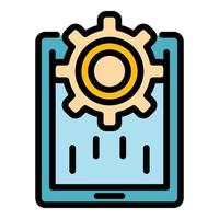 Repair support tablet icon color outline vector