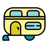 Family motorhome trailer icon color outline vector