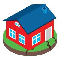 Earthquake icon isometric vector. Residential house after an earthquake icon vector