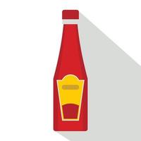 icono de botella de ketchup de tomate tradicional, estilo plano vector