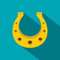 Golden horseshoe icon, flat style vector