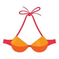 Orange swimsuit bra icon, cartoon style vector