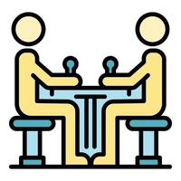 Arm wrestle icon color outline vector