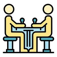 Arm wrestle icon color outline vector