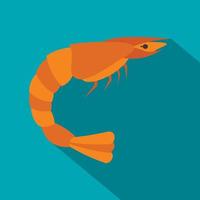 Orange shrimp icon, flat style vector