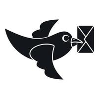 Pigeon fly with mail icon, simple style vector