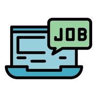 Laptop job search icon color outline vector